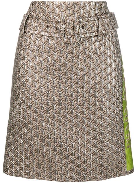 prada gold skirt|prada nylon a line skirt.